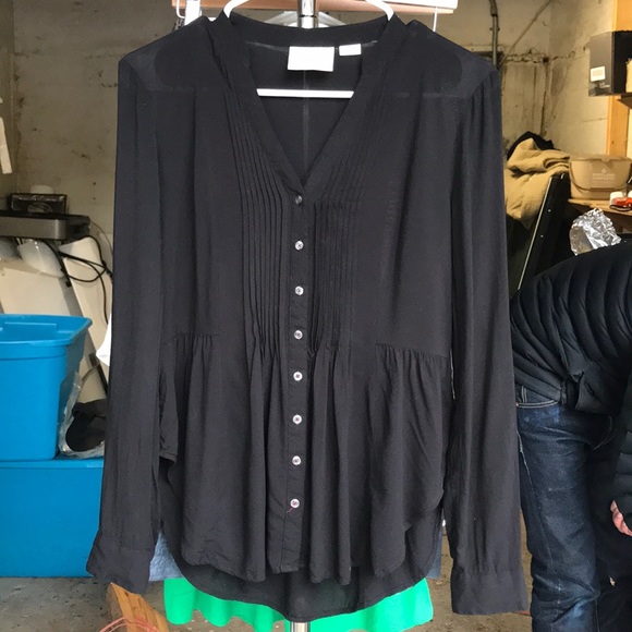 Anthropologie Tops - Anthropologie Maeve Black Button Down Shirt Top 0